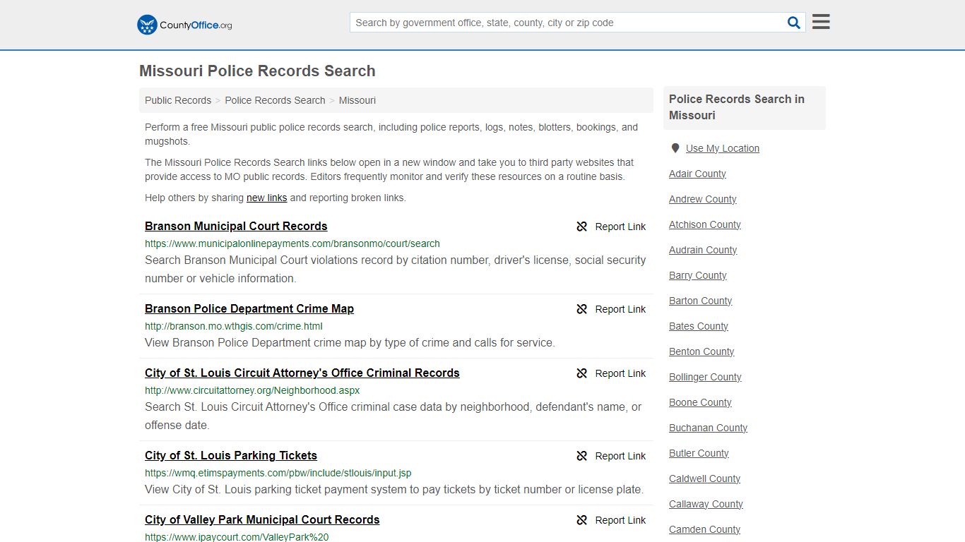 Police Records Search - Missouri (Accidents & Arrest Records)