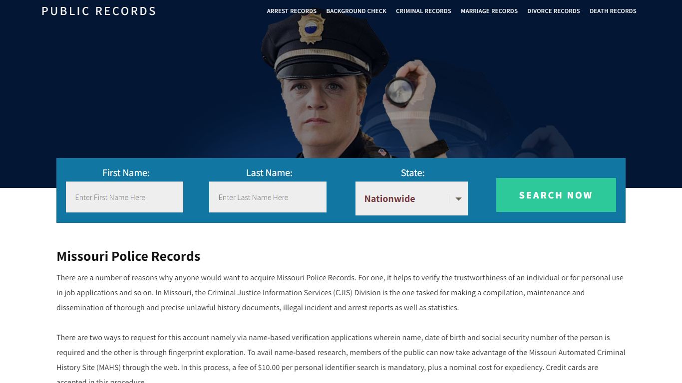 Missouri Police Records | Get Instant Reports On People